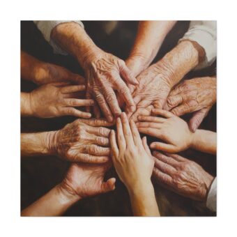 Family Unity Canvas Wall Art, Hand Art Print, Home Decor, Family Love Gift, Multigenerational Art, Heartwarming Decor