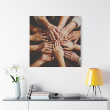 Family Unity Canvas Wall Art, Hand Art Print, Home Decor, Family Love Gift, Multigenerational Art, Heartwarming Decor - Image 3
